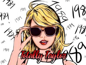 Comic book version of Taylor Swift with sunglasses on 