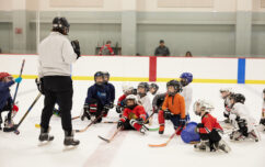 Young hockey players on ice.