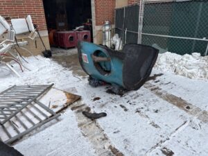 image of filter tank removal during Splash Landings renovation