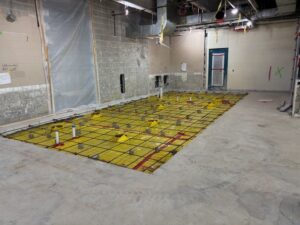 image of the floor frame that was constructed as part of the Splash Landings renovation