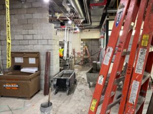 Walls under construction at Splash Landing Indoor Aquatic Center